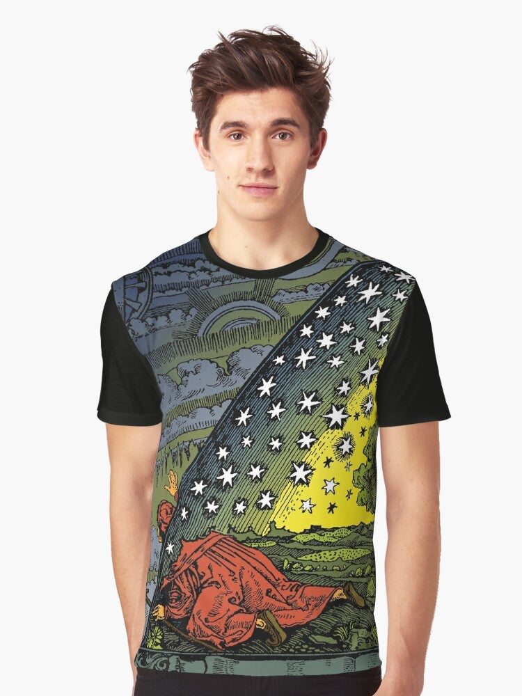 Flammarion engraving hand-coloured graphic design t-shirt - Men