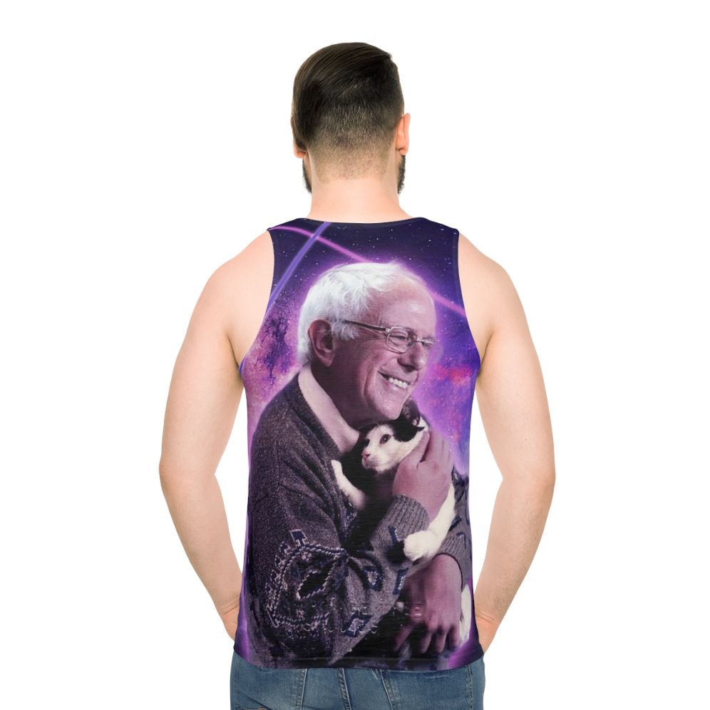 Political Astronaut Cat Halftone Graphic Unisex Tank Top - men back