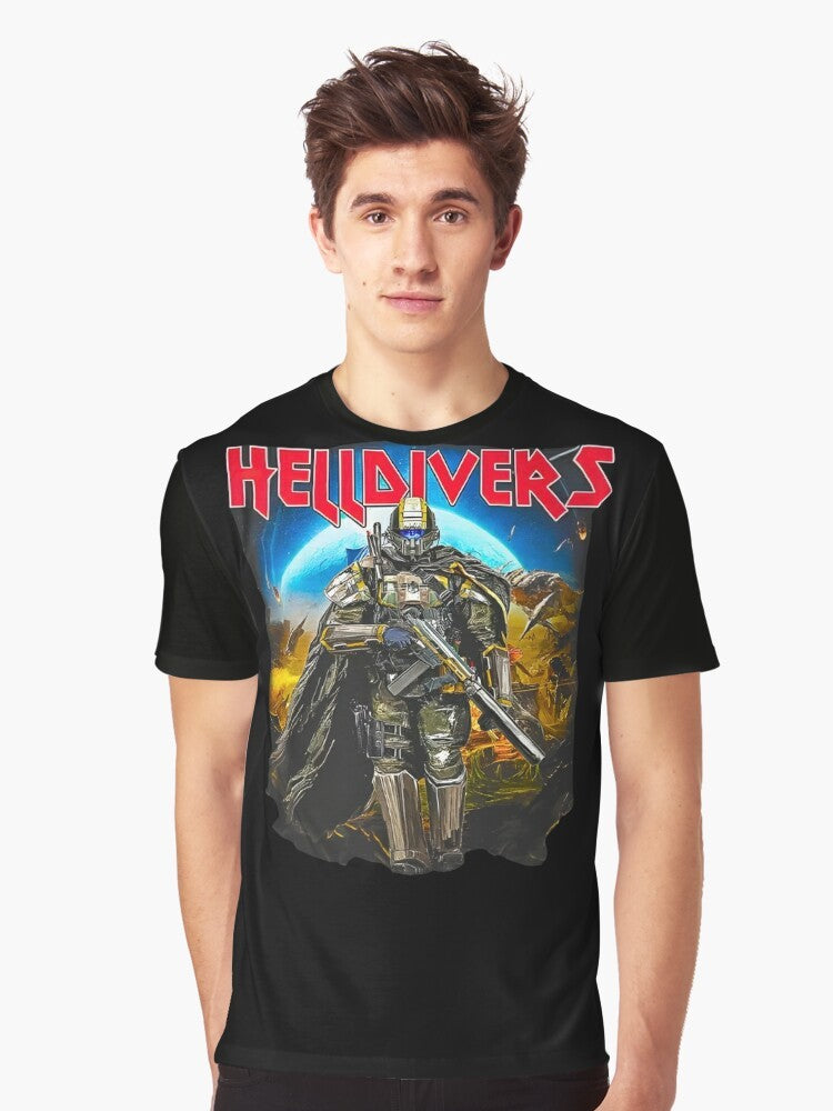 Helldivers 2 Skull Graphic T-Shirt featuring the iconic skull logo from the Helldivers video game series - Men