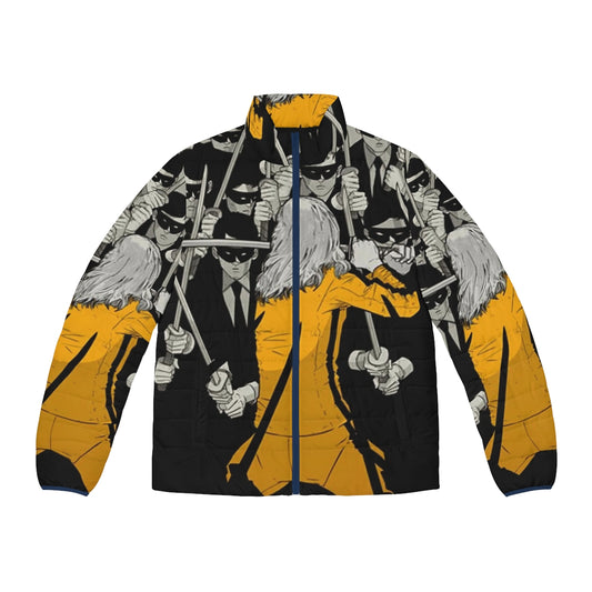 Vintage "Kill the Bill" puffer jacket with retro music and film inspired design