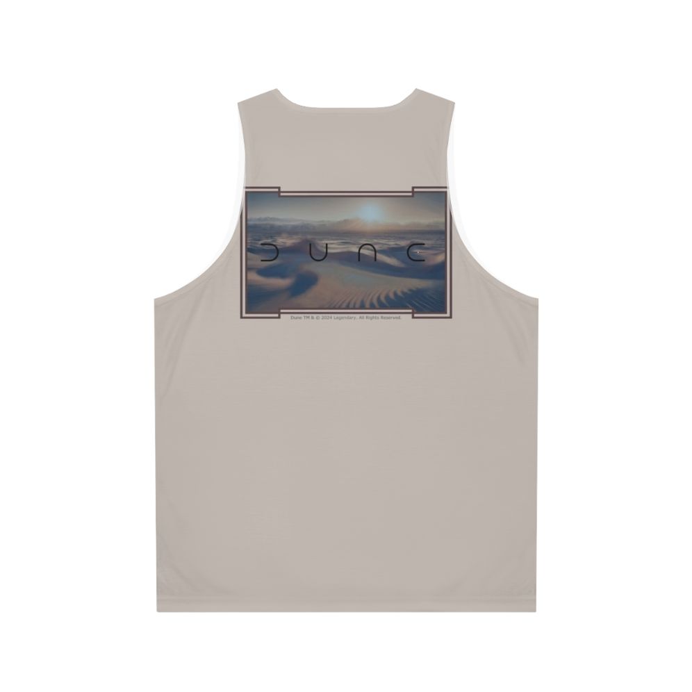 Dune-inspired unisex tank top with a greyish beige background - Back