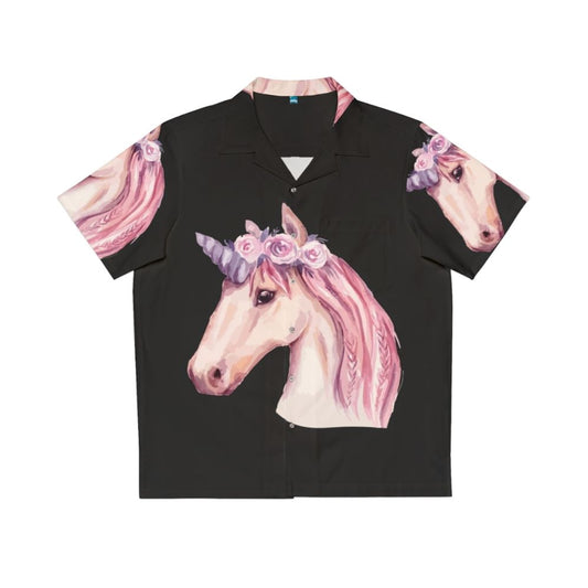 Watercolor pink unicorn Hawaiian shirt