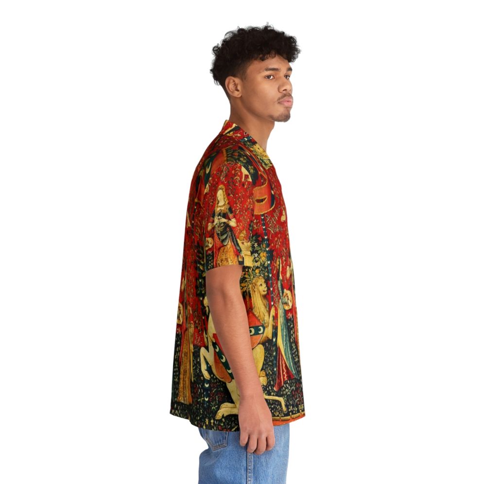 Elegant floral Hawaiian shirt featuring a mythical unicorn design - People Pight