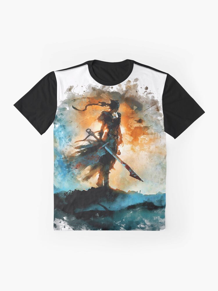 Hellblade: Senua's Sacrifice Graphic T-Shirt featuring Norse mythology inspired design - Flat lay