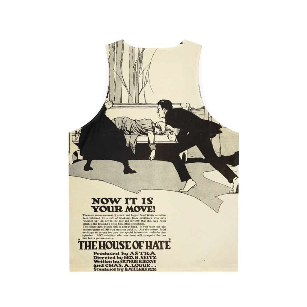 Unisex tank top featuring vintage silent movie design - Back