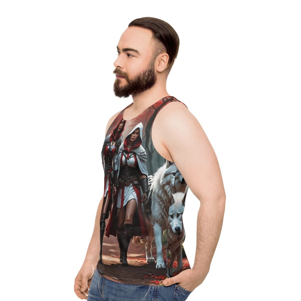 Unisex wolf print tank top - men side