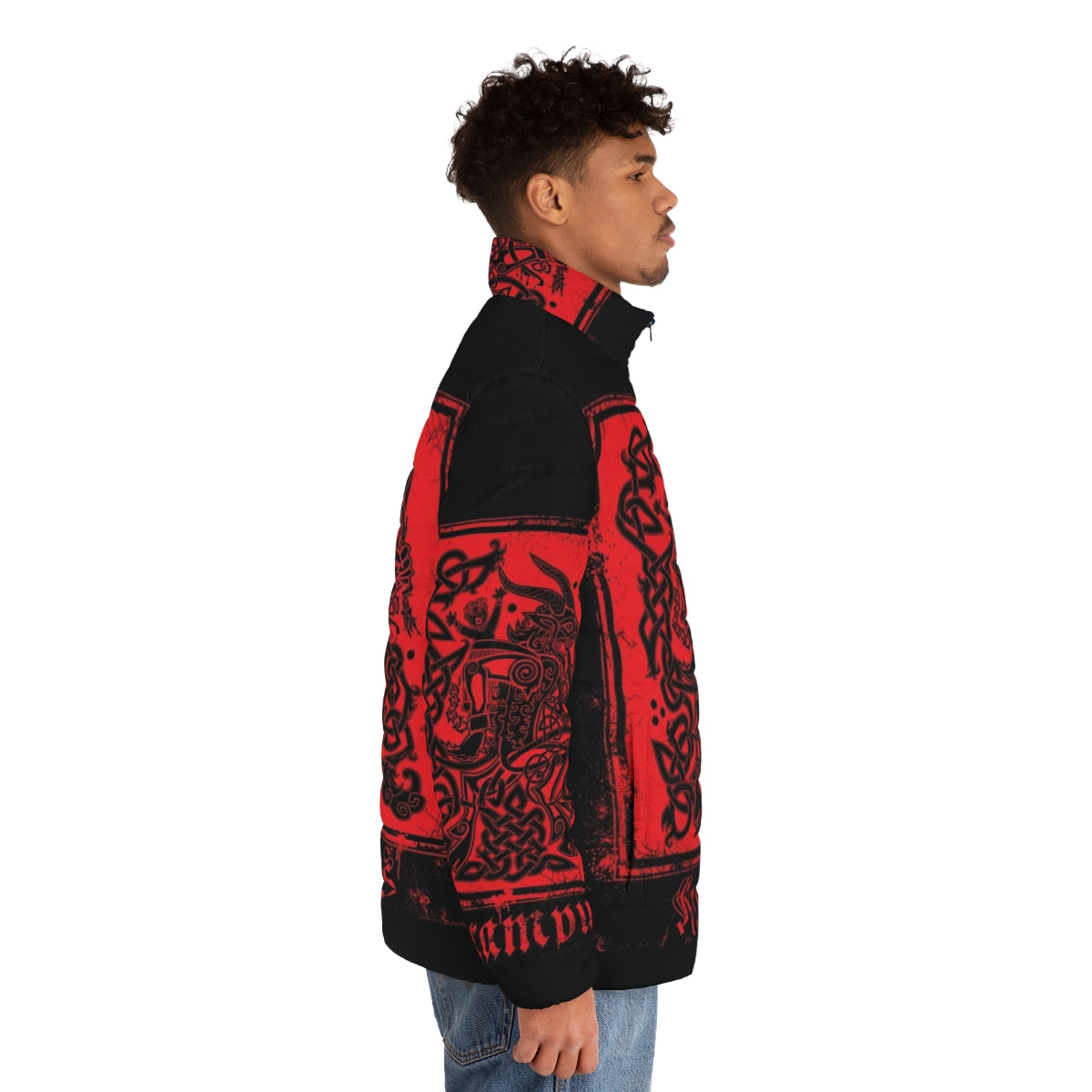 Keltic Krampus II Puffer Jacket with Celtic folklore and Krampus design - men side right