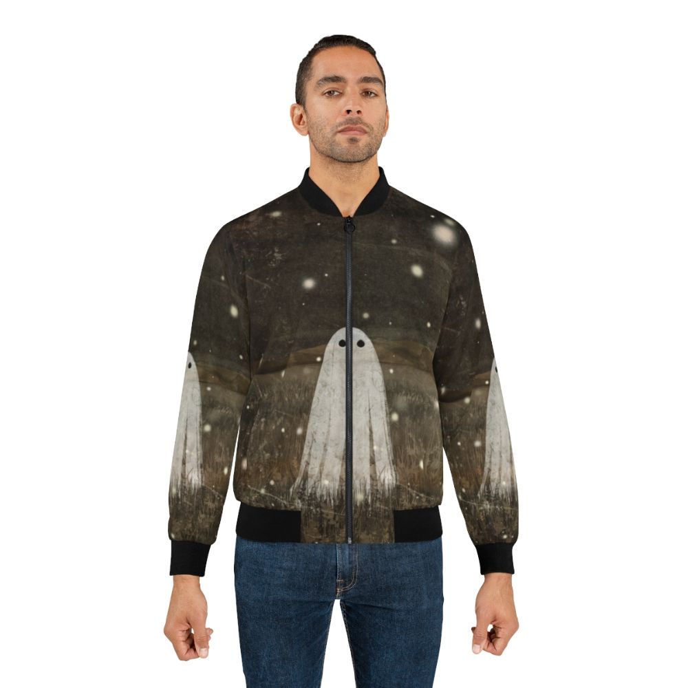 Vintage fireflies bomber jacket with a spooky and cute design - Lifestyle