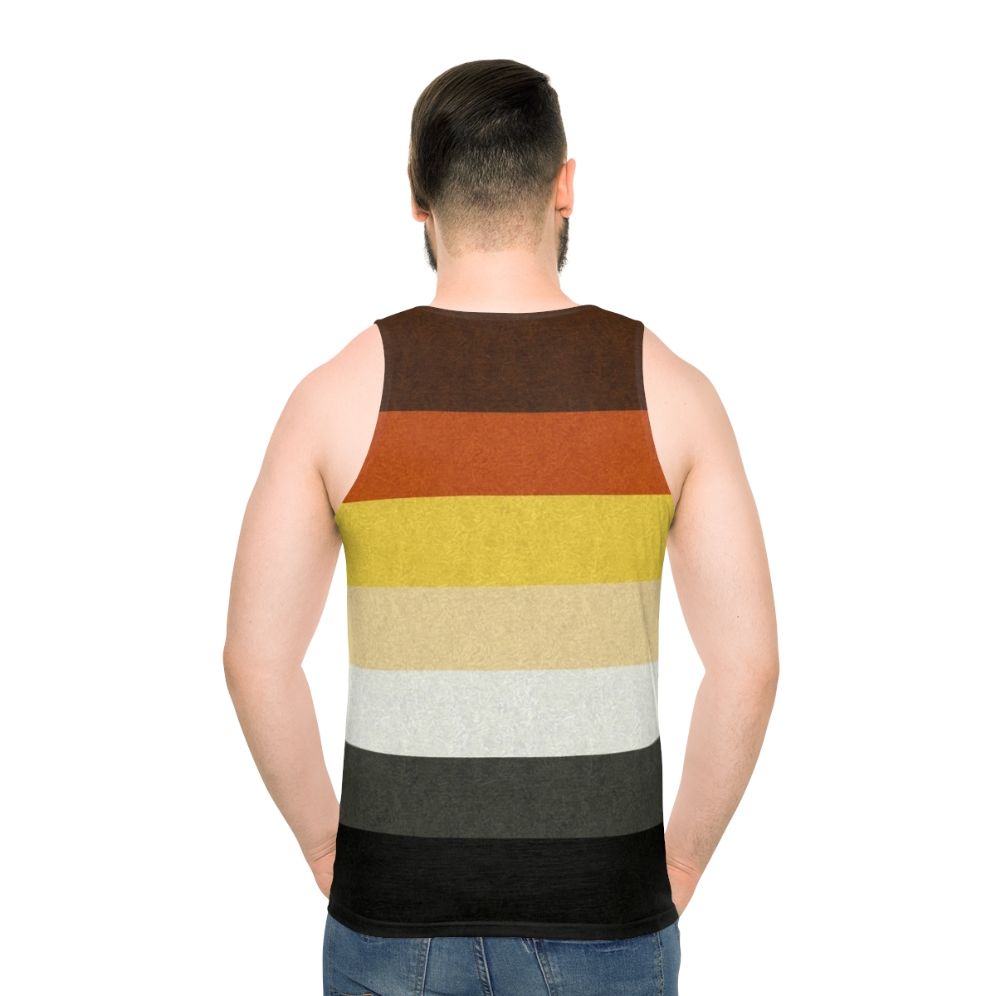 Gay bear pride flag colored background unisex tank top - men back