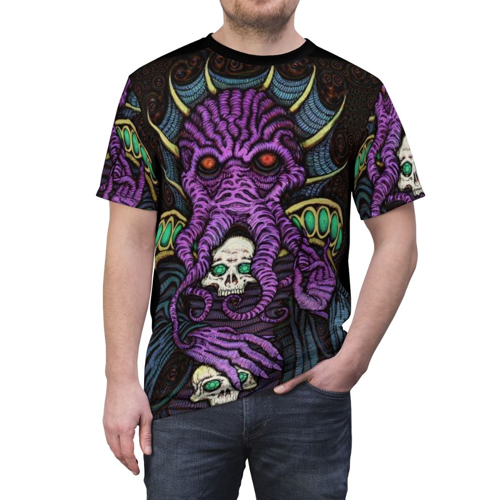 Mysterious Mind Flayer Inspired T-shirt for Dungeons & Dragons Fans - men front