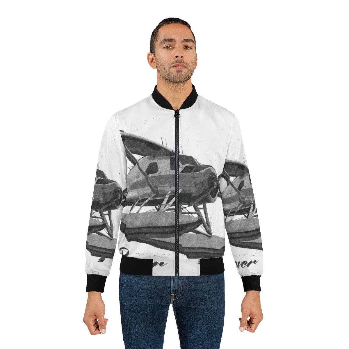 DeSigned for Pilots: DeHavilland DHC-2 Beaver Floatplane Sketch Bomber Jacket - Lifestyle