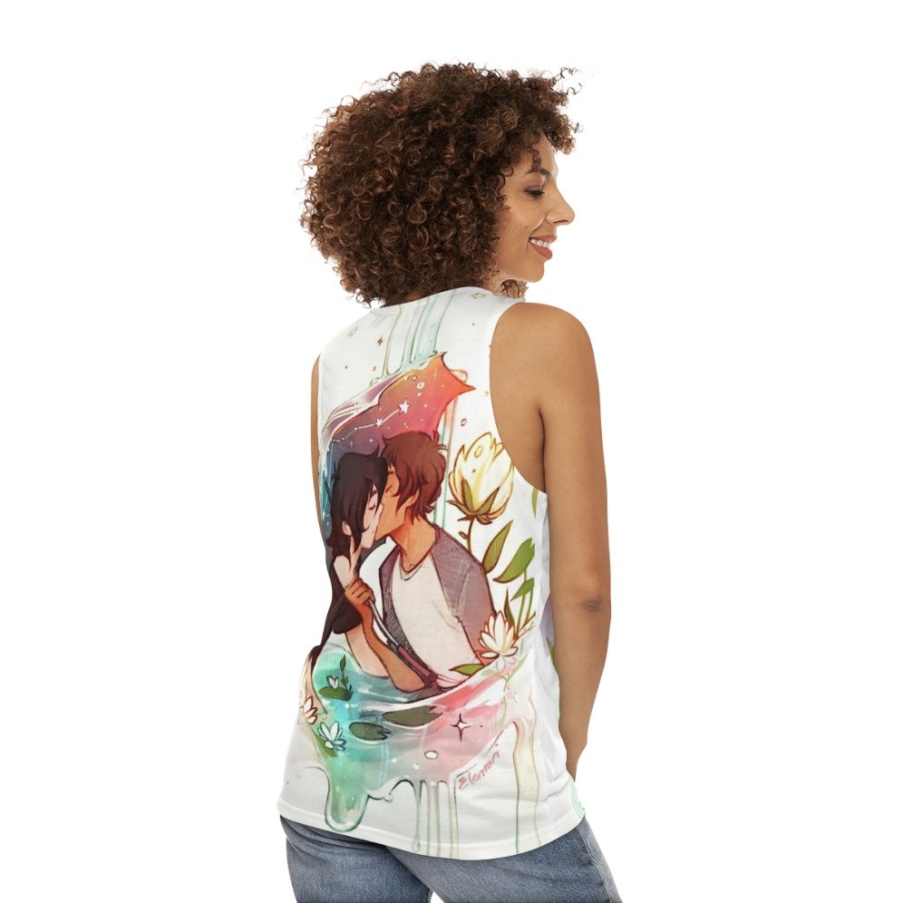 Unisex galaxy tank top with starry night sky design - women back