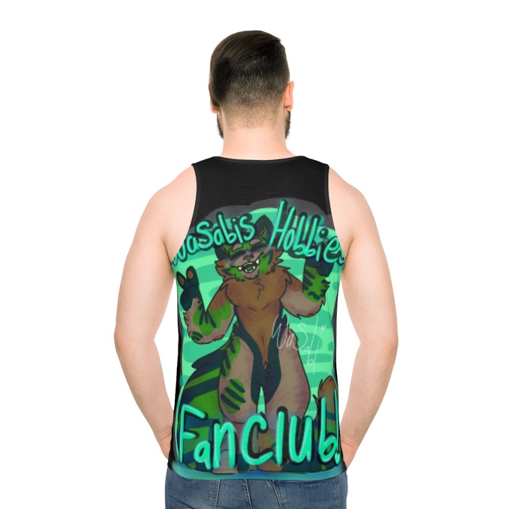 Unisex hobbies cartoon design tank top - men back