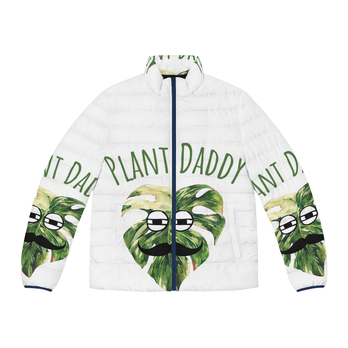 A cozy puffer jacket with a plant-themed design, perfect for the ultimate plant lover