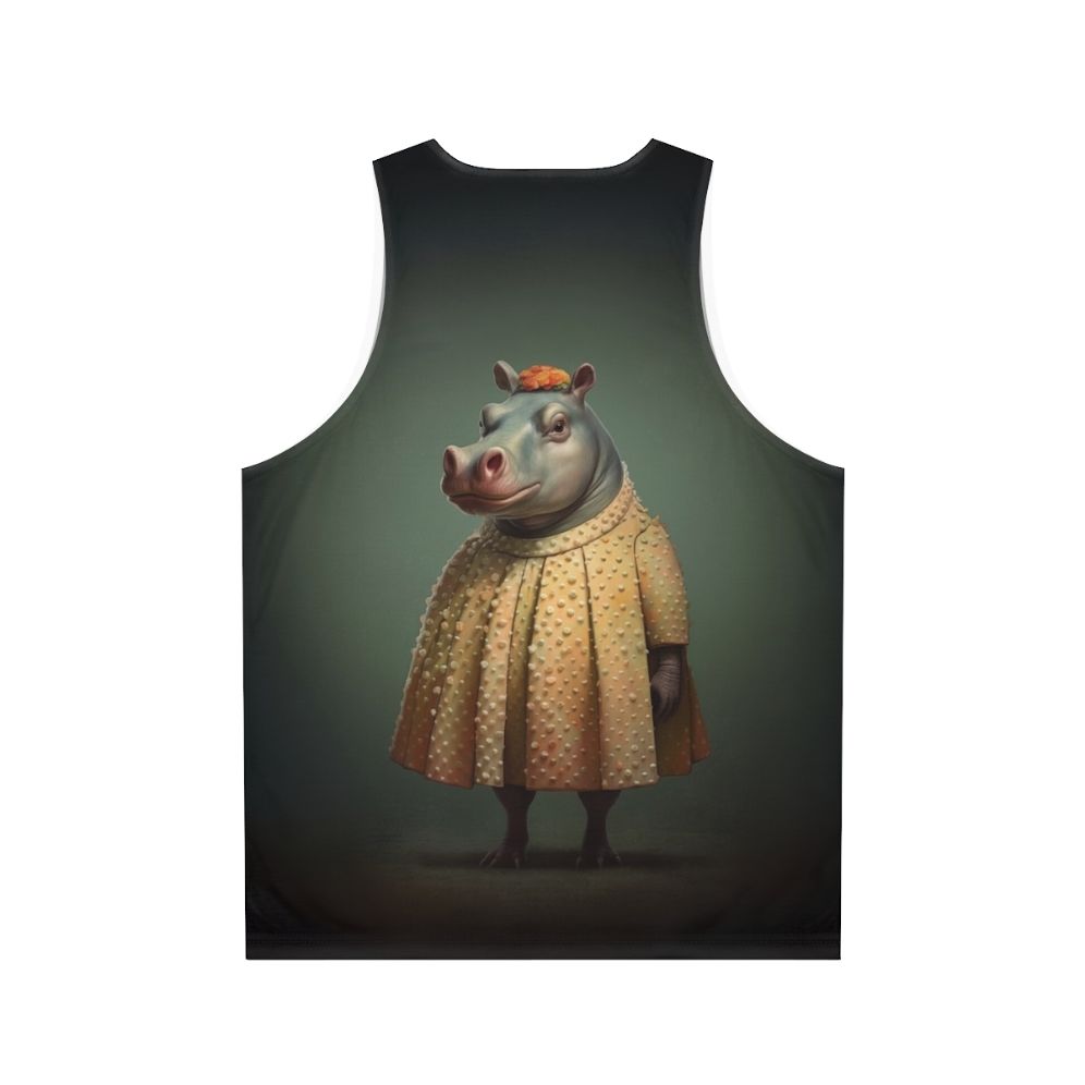 Vintage Retro Hippo 1950s Unisex Tank Top - Back