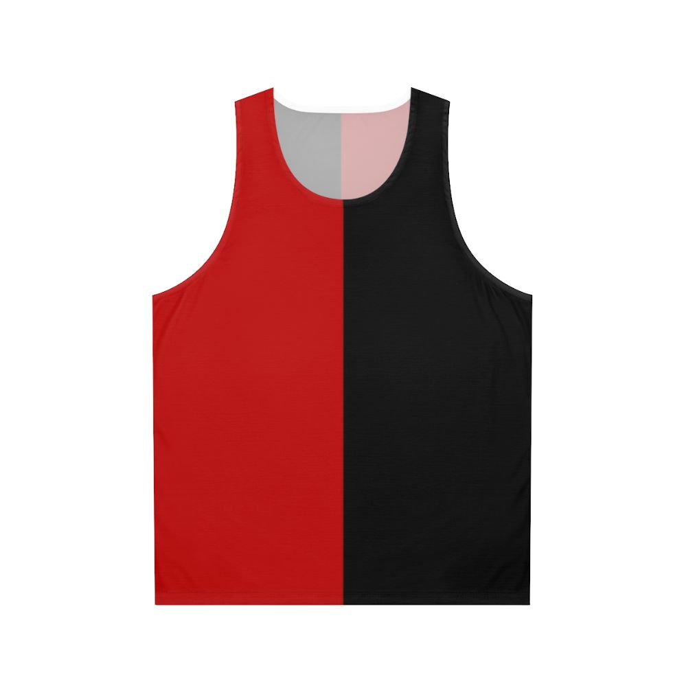 Harlequin two-tone black and red unisex tank top