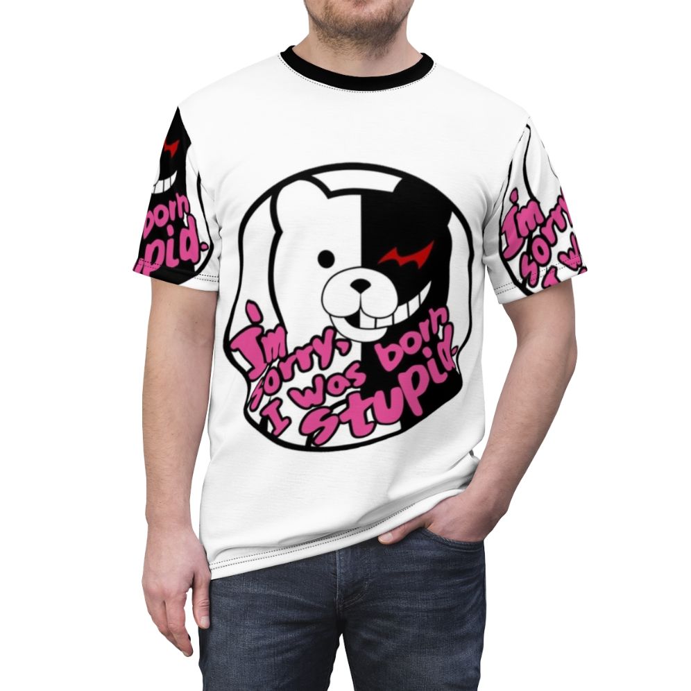 Danganronpa inspired all-over-print t-shirt with graphic design - men front