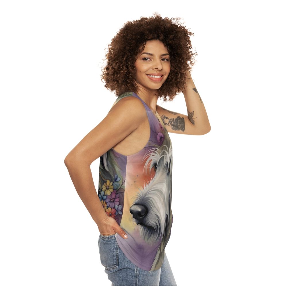 Bohemian Irish Wolfhound Floral Watercolor Tank Top - women side