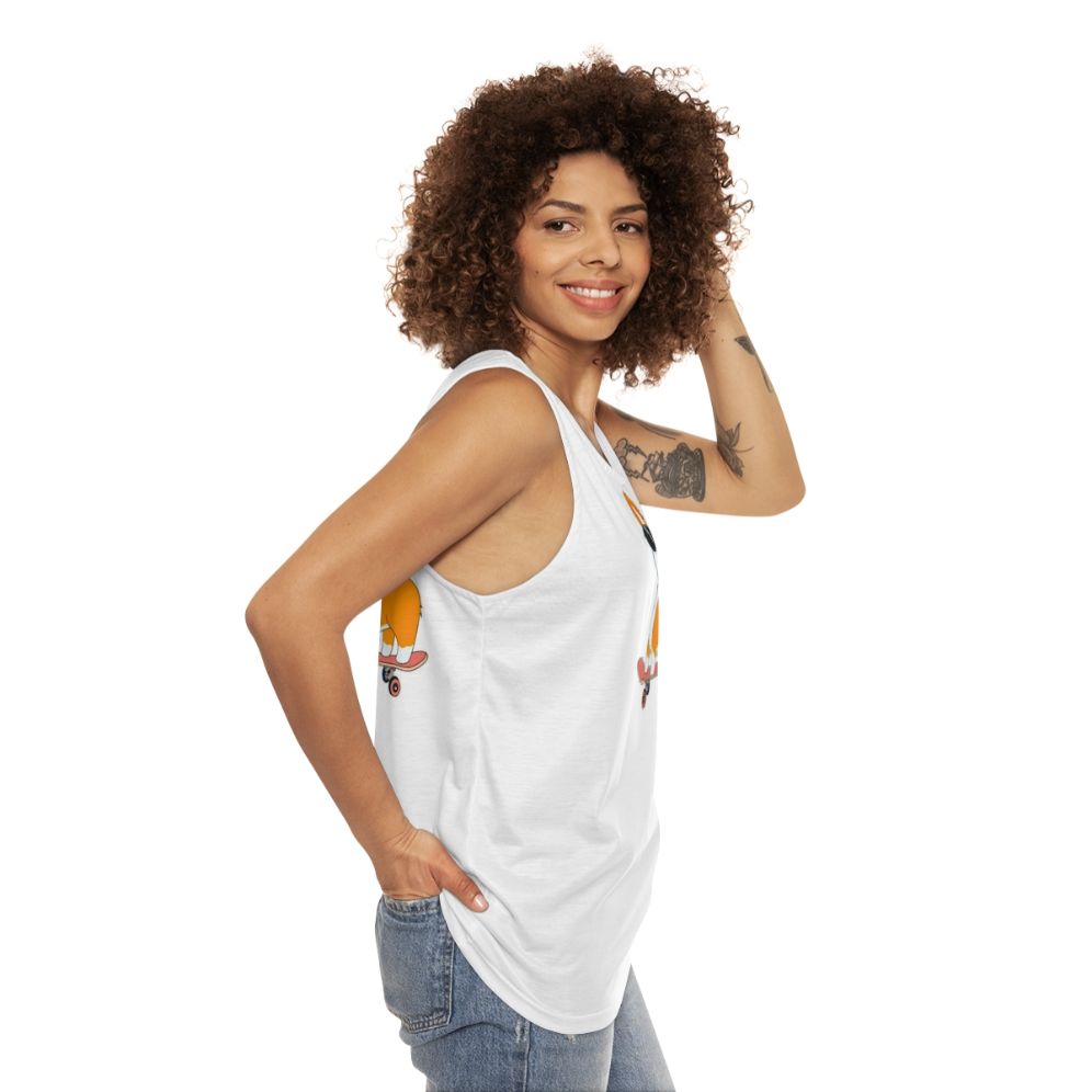 Corgi Skate Unisex Tank Top - women side