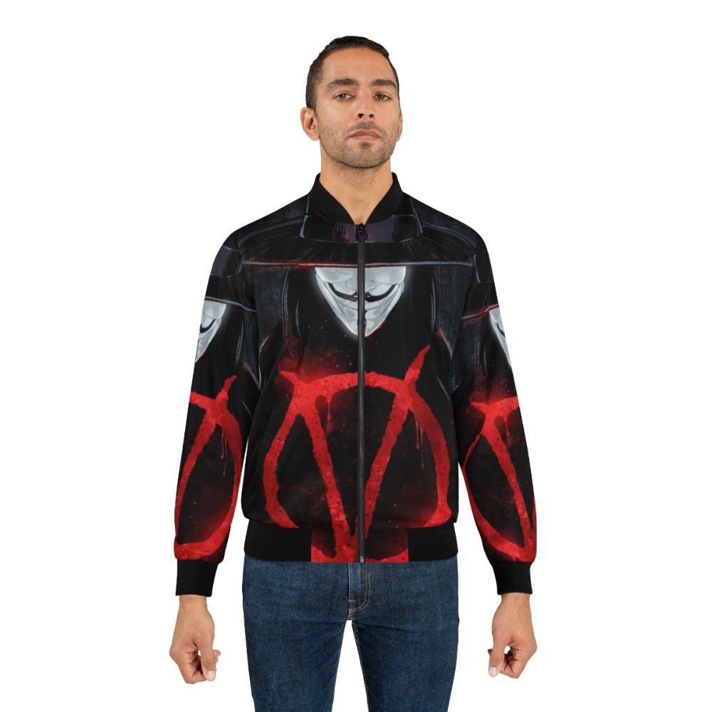 V for Vendetta inspired bomber jacket with Guy Fawkes mask design - Lifestyle