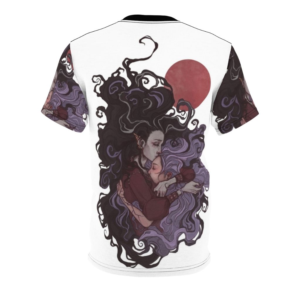 Nightmares and Fun Dreams Tabletop Gaming T-shirt featuring Imogen Temult, Laudna, and Imodna characters - Back