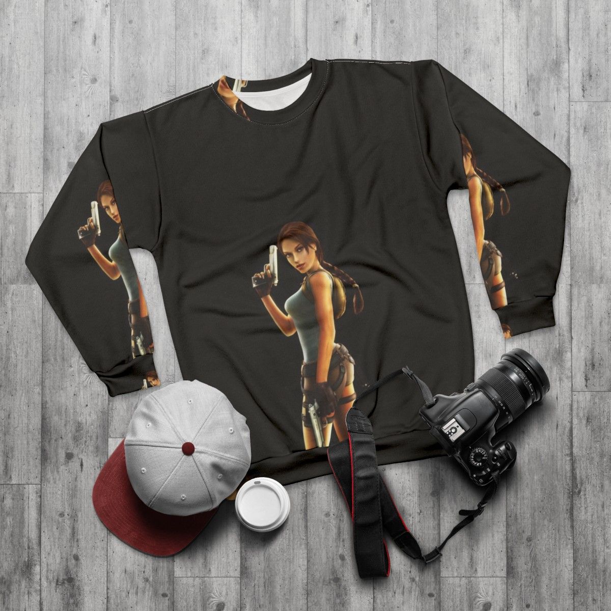 Lara Croft Anniversary Tomb Raider Sweatshirt - flat lay