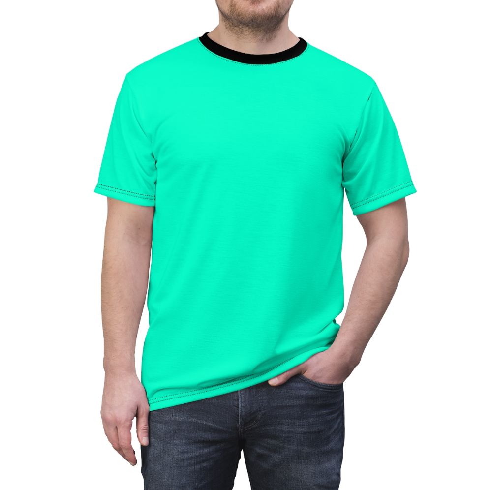 Bright neon gradient and color-block design on a high-quality t-shirt. - men front