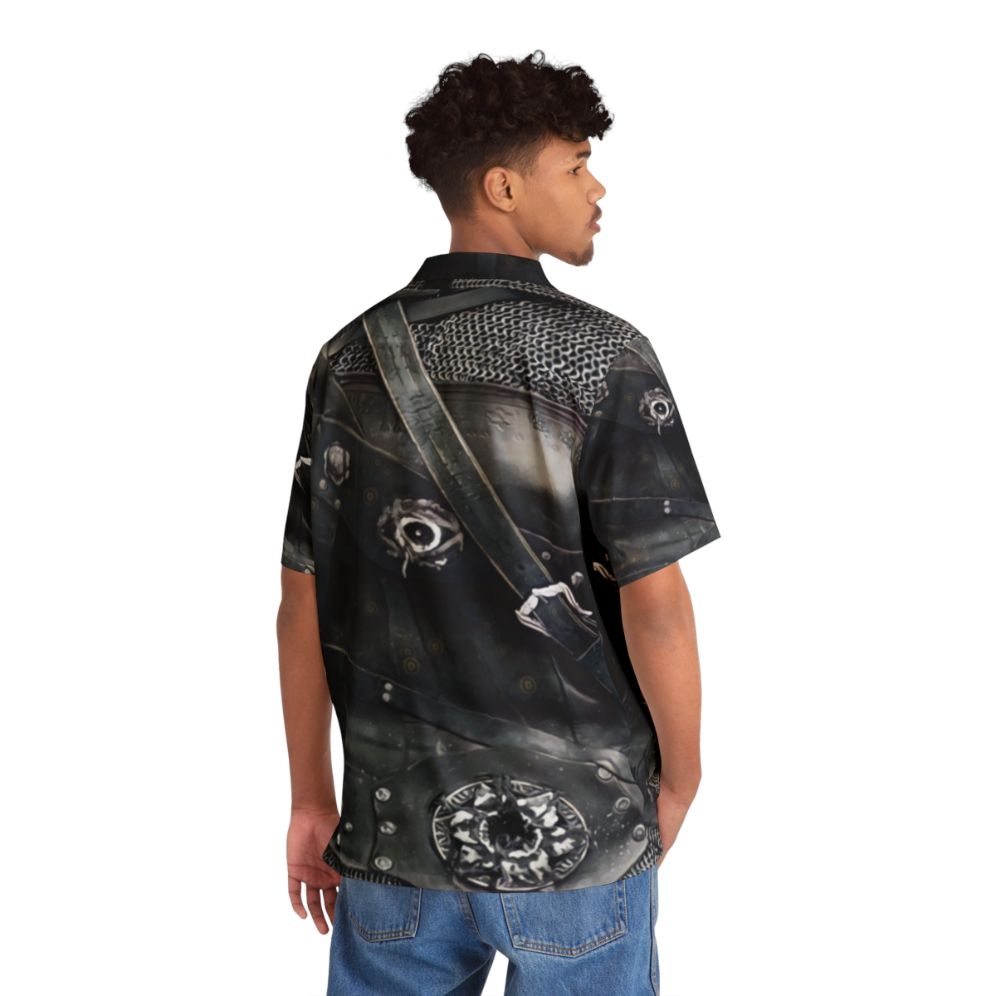 Armour Gear Hawaiian Shirt with Tropical Faux Leather Design - Flat lay