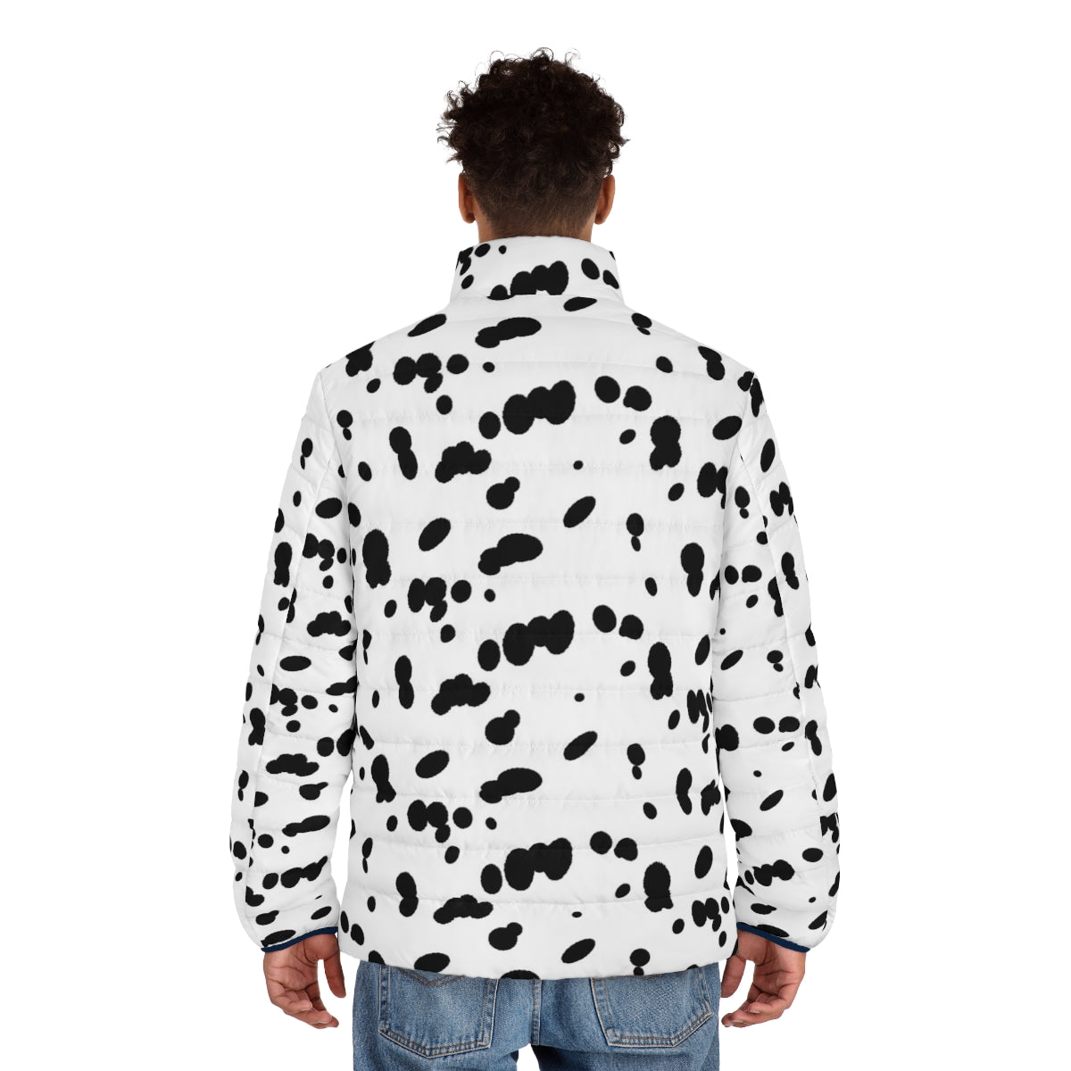 Dalmatian-patterned puffer jacket for dog lovers - men back