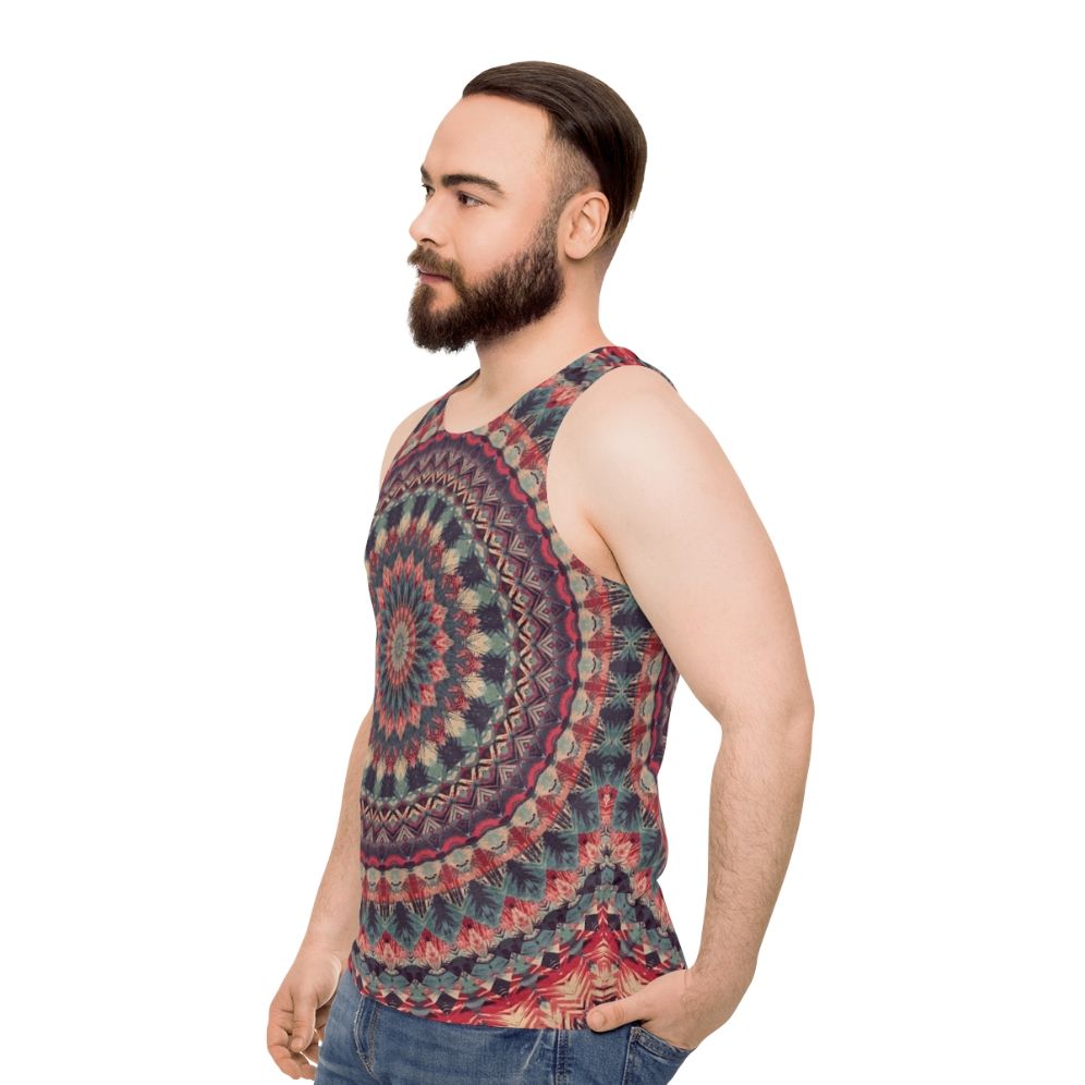 Mandala Unisex Tank Top with Flower of Life Sacred Geometry Design - men side