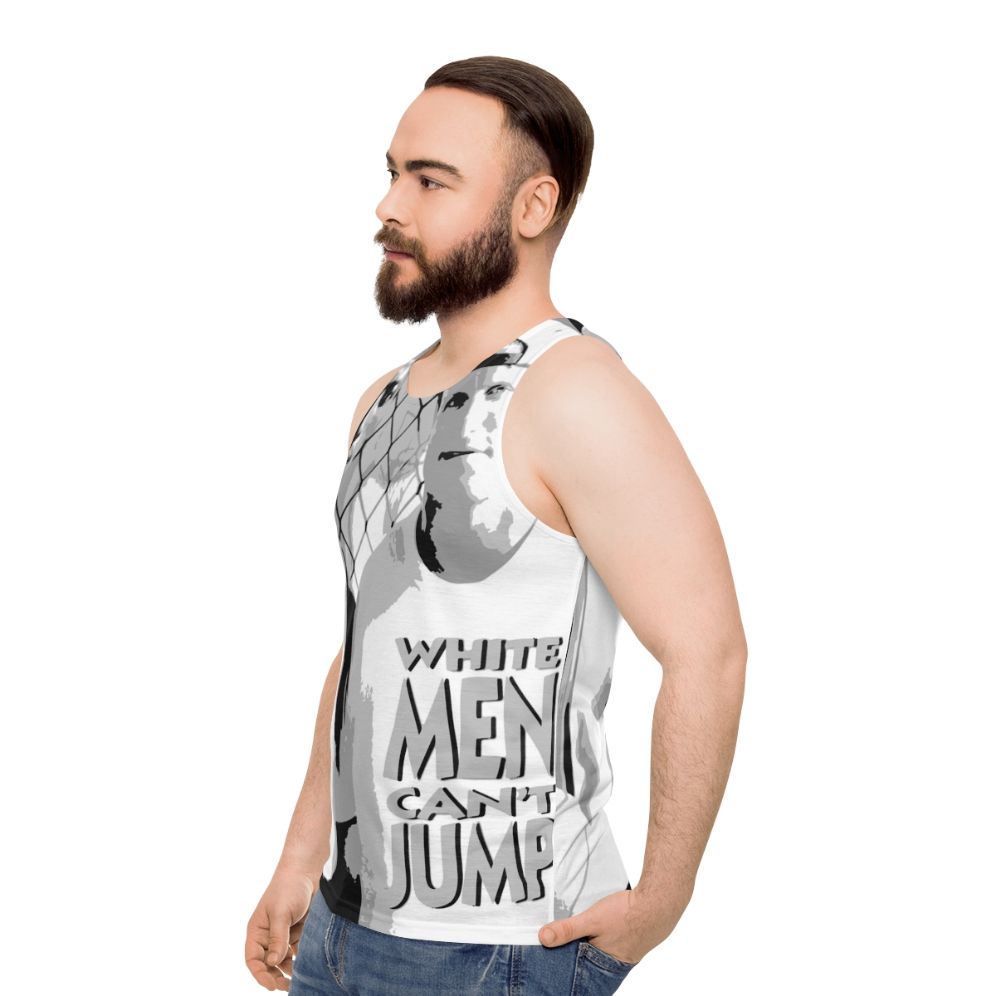 White Men Can't Jump Stencil Style Unisex Basketball Tank Top - men side