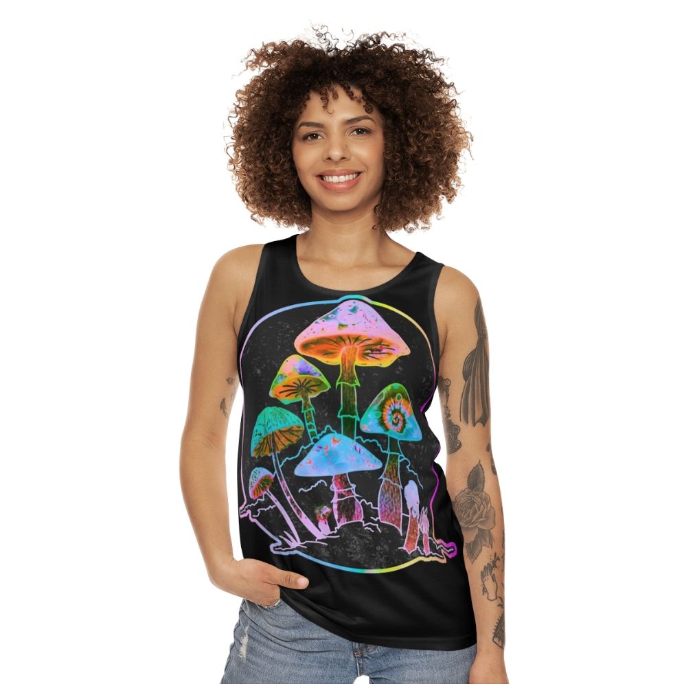 Psychedelic mushroom-inspired unisex tank top - women