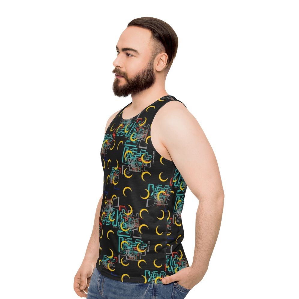 Dan Flashes Unisex Tank Top featuring a cool pattern design - men side