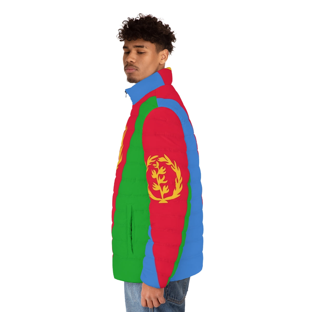 Eritrea flag puffer jacket with national pride design - men side left