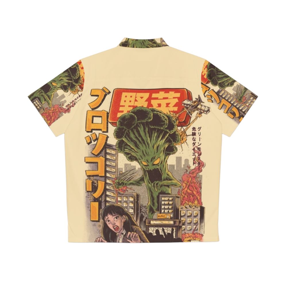 Broccozilla Hawaiian Shirt with Retro Anime-Inspired Vegetable Print - Back