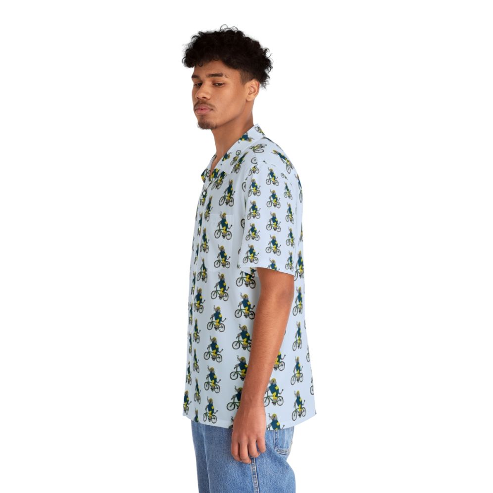 Elephant cycling Hawaiian shirt with bicycle and tropical design - People Left