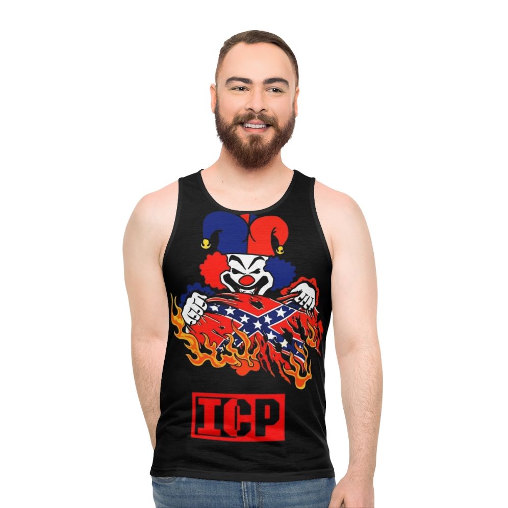 Psychopathic Vault Rebel Flag Unisex Tank Top with Colorful, Retro, and Animal Print Designs - men