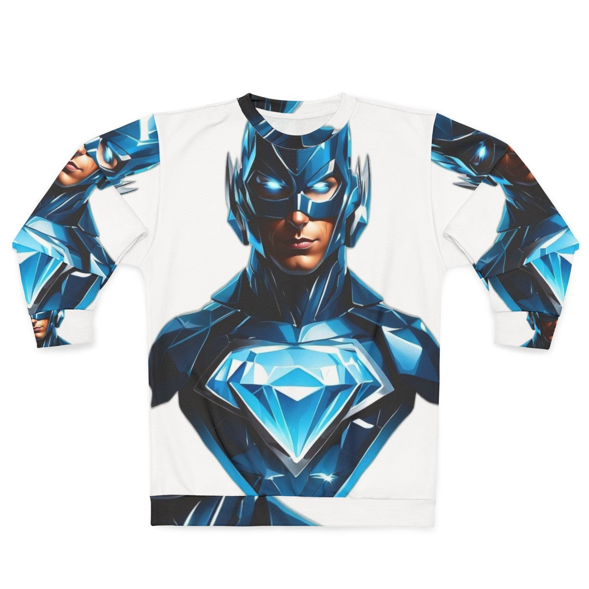 Superhero sweatshirt with glowing diamond design and bold blue color