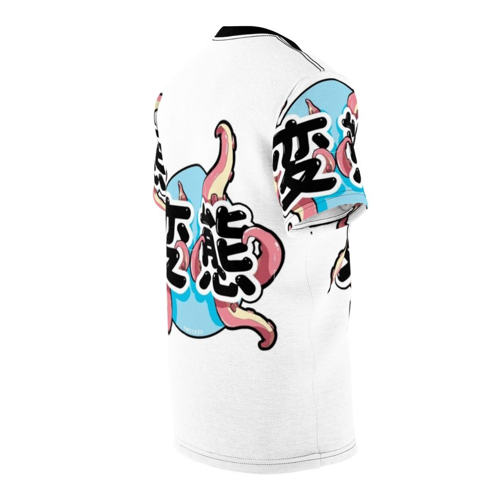 A graphic t-shirt featuring a vibrant digital illustration of tentacles, inspired by Japanese anime and manga art. - men right