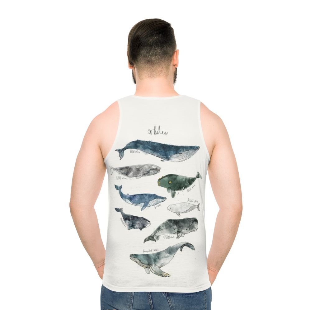 Watercolor whale unisex tank top - men back