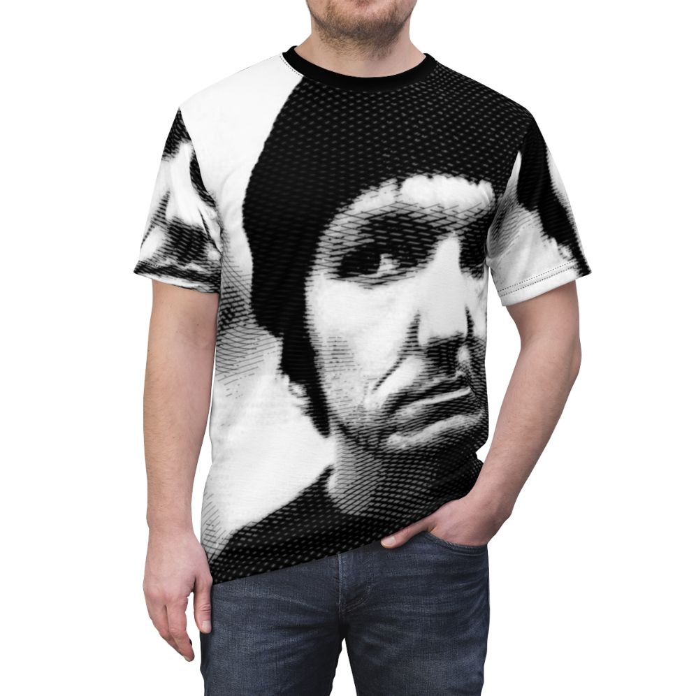 Artistic black and white portrait of singer-songwriter Elliott Smith - men front