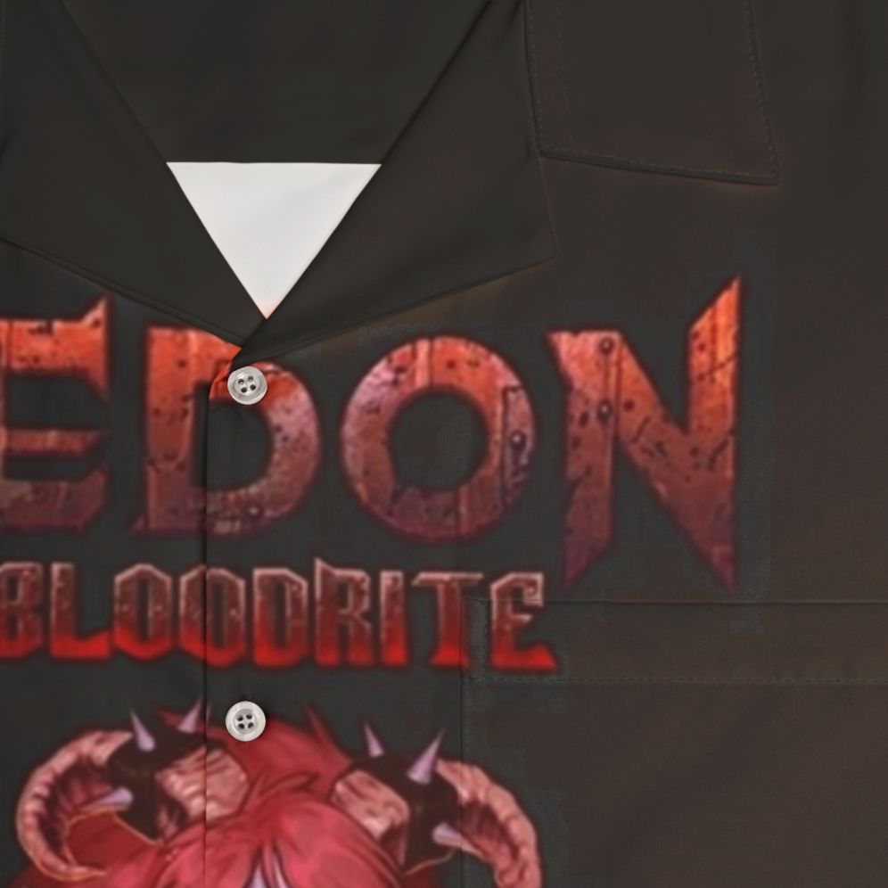 Retro Hedon Bloodrite Hawaiian Shirt - Fantasy Video Game Character Clothing - Detail