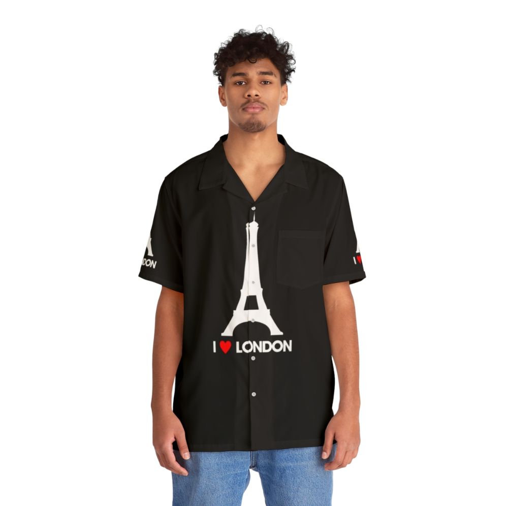 Funny London Eiffel Tower Hawaiian Shirt - People Front