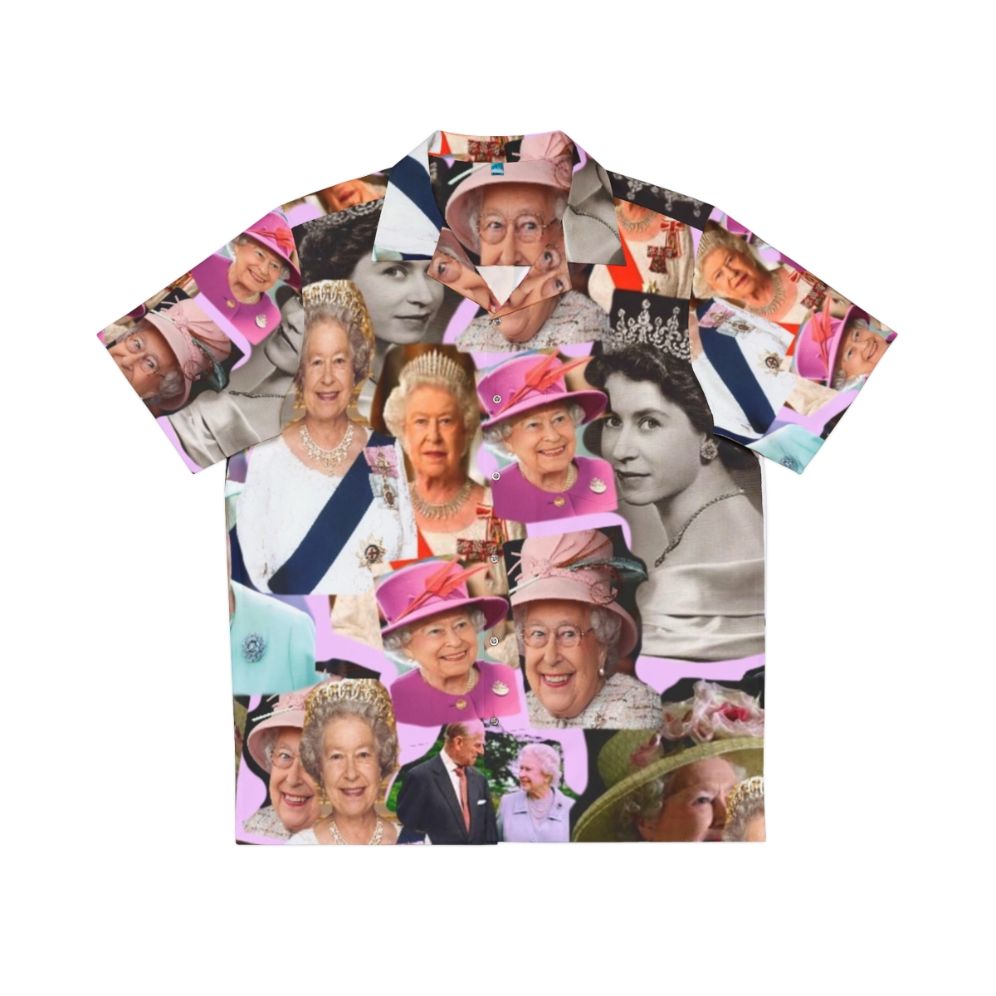 Queen Elizabeth II Hawaiian Shirt featuring a pop art collage design