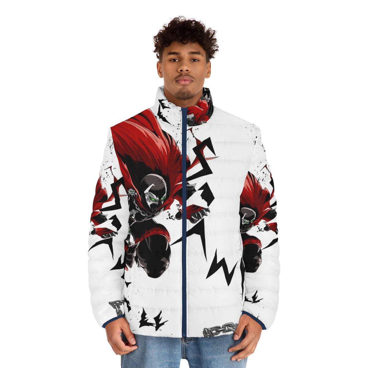 Spawn Sublime White Puffer Jacket - Featuring Iconic Comic Book Character - men front