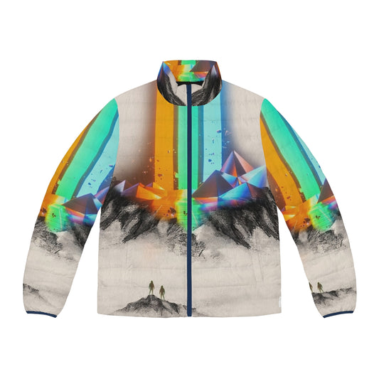 Puffer jacket featuring a fading dragon design, a perfect blend of alternative music and fashion