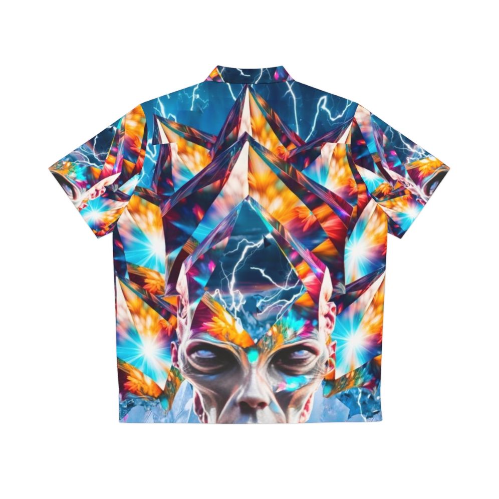 Crystal Time Machine Hawaiian Shirt with Sci-Fi Pattern - Back