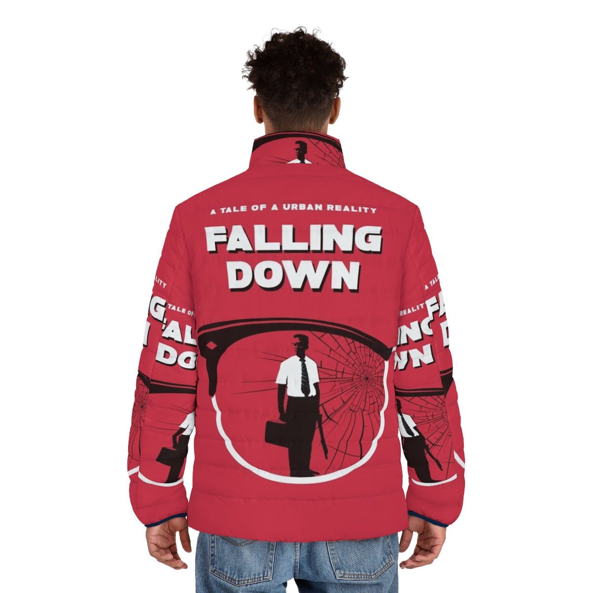 Retro puffer jacket inspired by the 1993 film 'Falling Down' starring Michael Douglas - men back