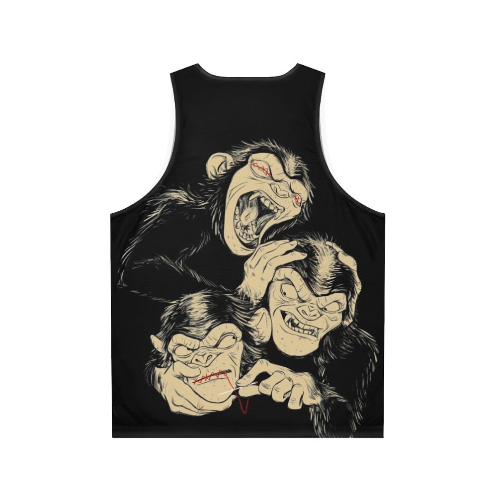 Three Wise Monkeys Unisex Tank Top - Back