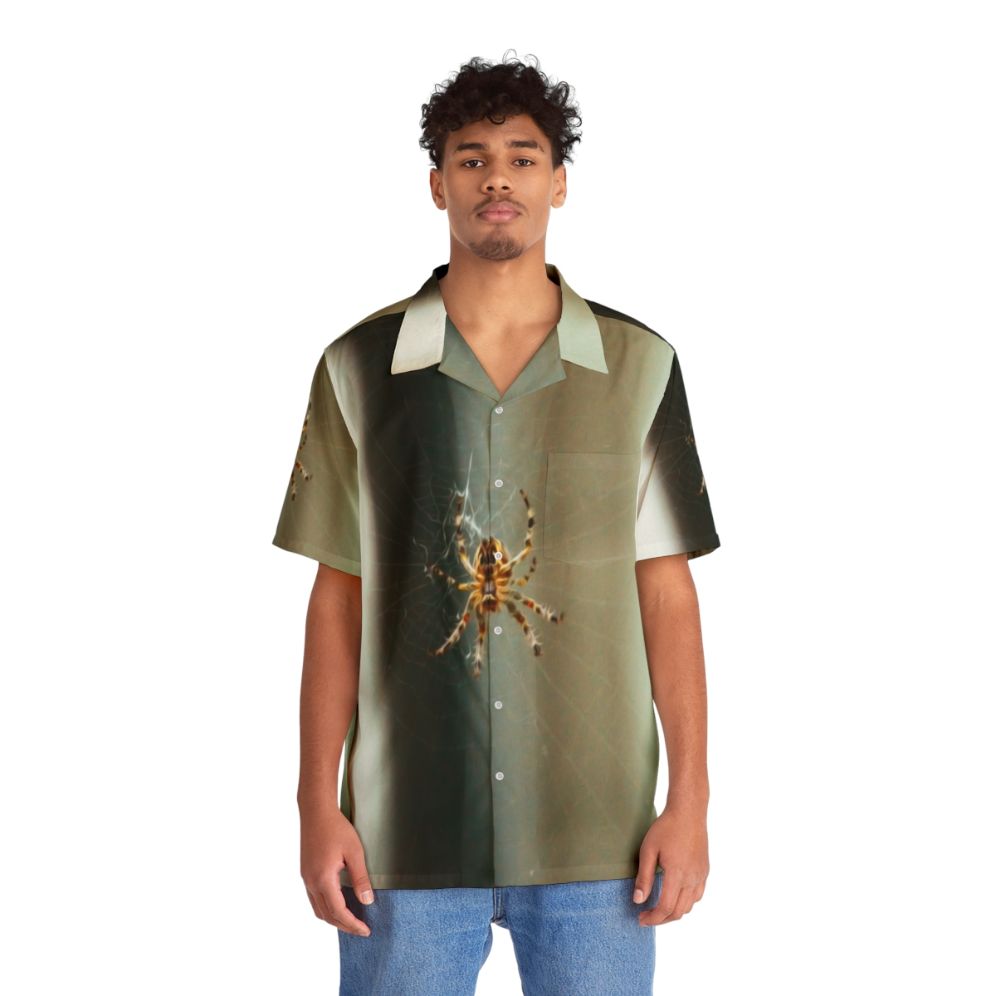 Tropical spider web insects animals Hawaiian shirt - People Front